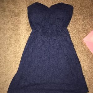 Strapless blue dress